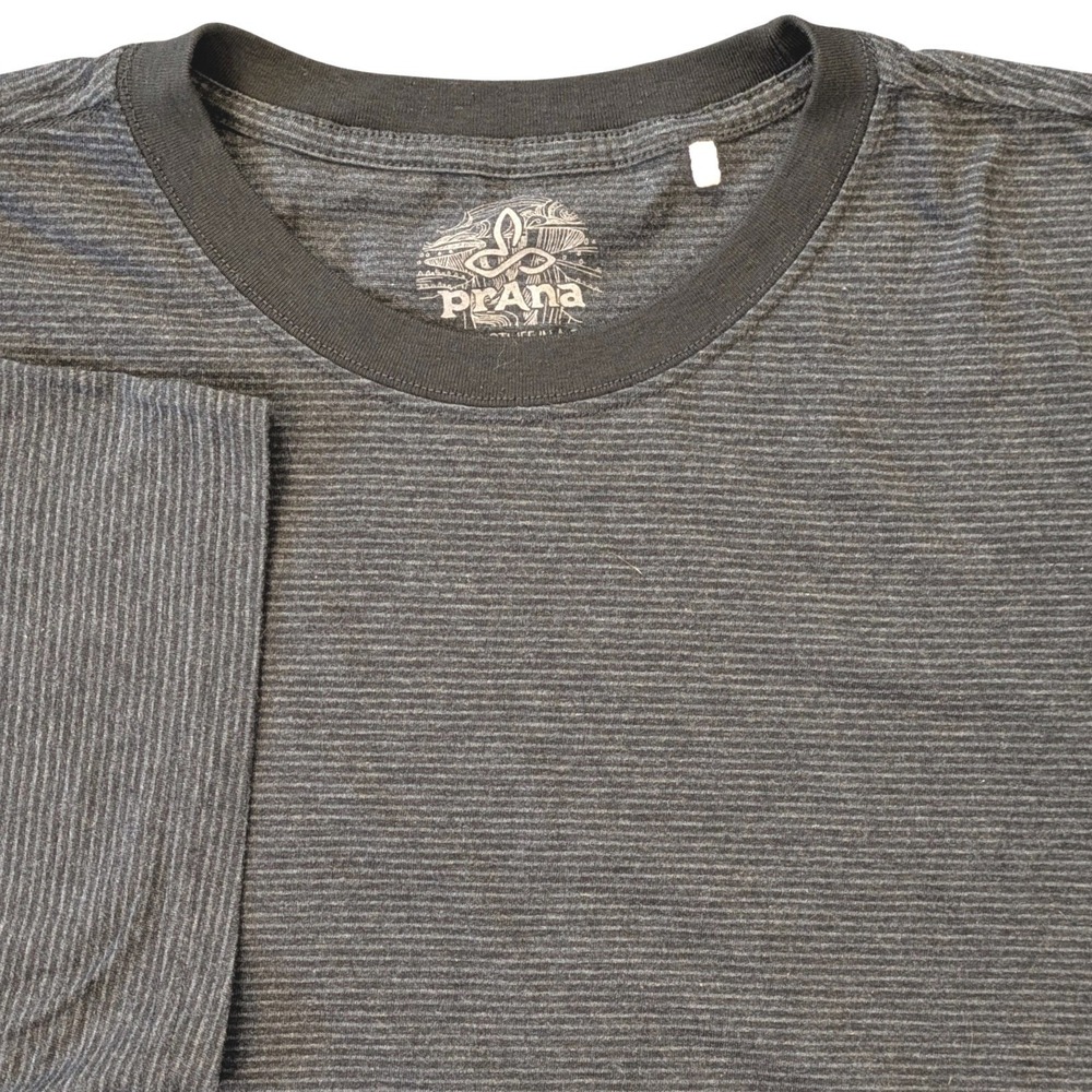 Prana Mens XLT T-Shirt Charcoal Grey Micro Stripe Short Sleeve Crew Neck Tee